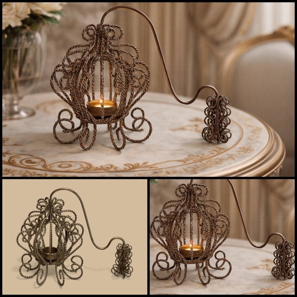 New Cirque du Soleil Alegria Brushed Metal Cage Lantern Tealight Candle Holder